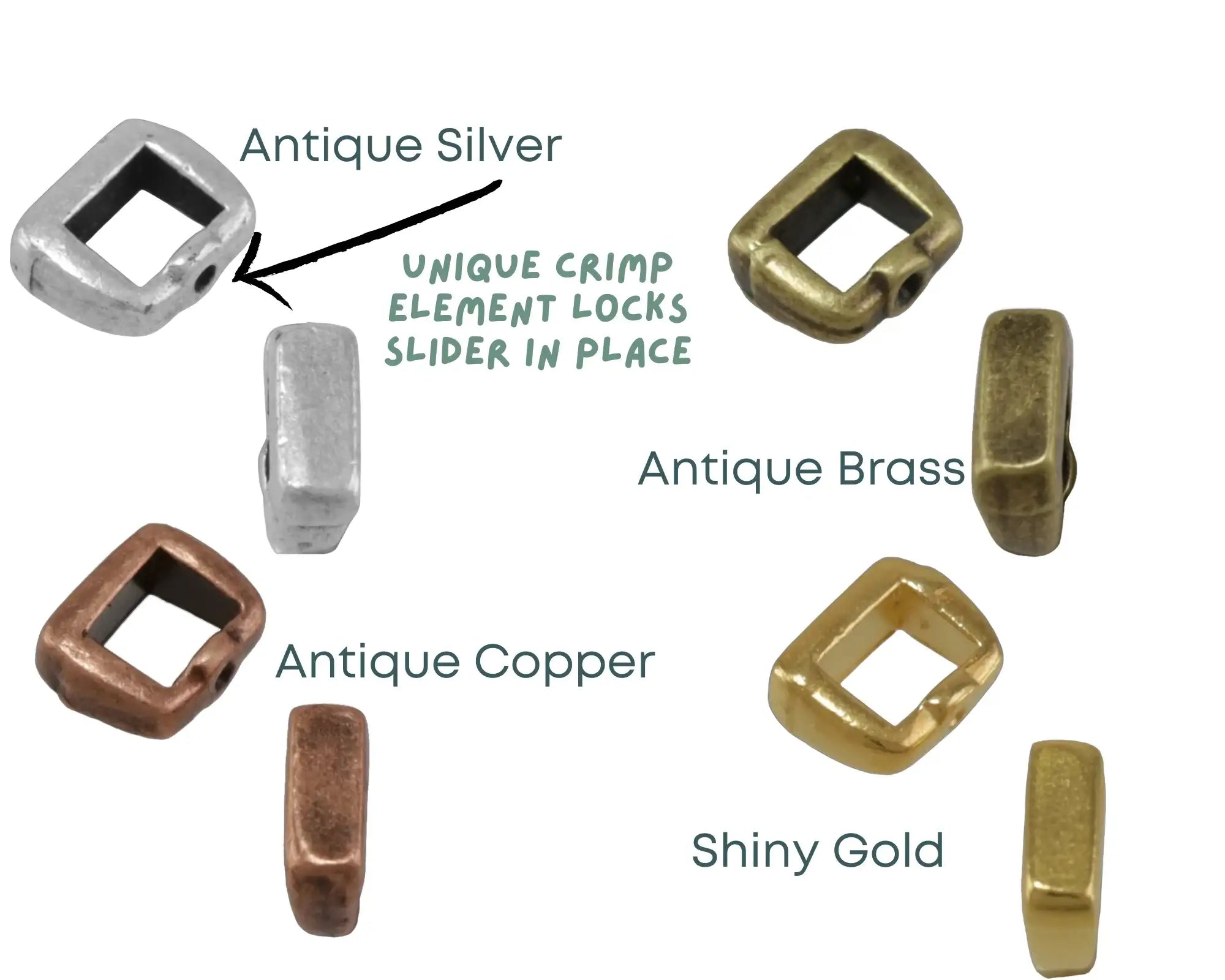 Crimp Bar Slider, for 3 or 5mm Flat Leather, 2 Pcs - The Argus Collection