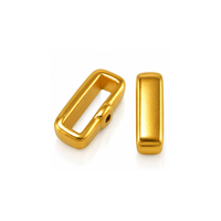 10mm Crimp Bar Slider for flat leather or cork in Shiny Gold with crimpable back