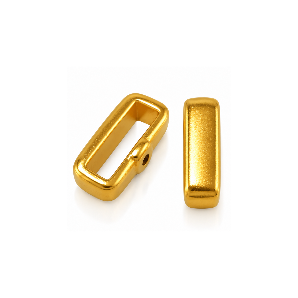 10mm Crimp Bar Slider for flat leather or cork in Shiny Gold with crimpable back