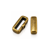 10mm Crimp Bar Slider for flat leather or cork in Antique Brass with crimpable back