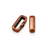 10mm Crimp Bar Slider for flat leather or cork in Antique Copper with crimpable back