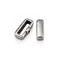 10mm Crimp Bar Slider for flat leather or cork in Antique Silver with crimpable back