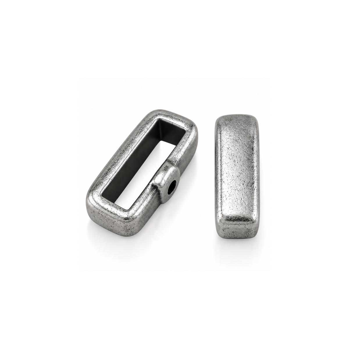 10mm Crimp Bar Slider for flat leather or cork in Antique Silver with crimpable back