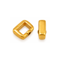5mm Crimp Bar Slider for flat leather or cork in 24K Gold Plate with crimpable back