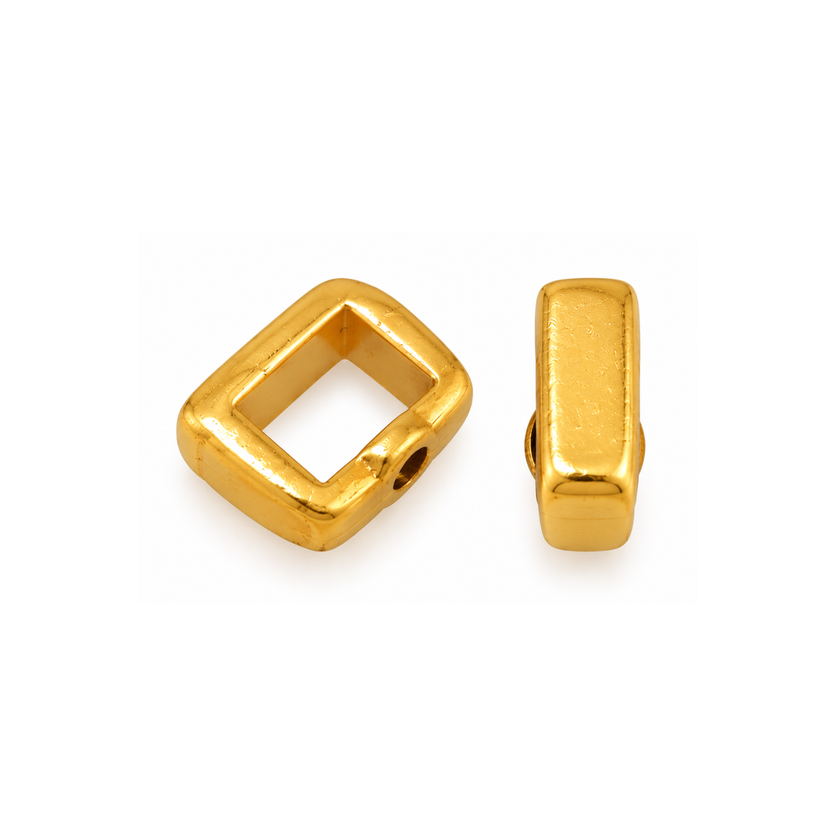 5mm Crimp Bar Slider for flat leather or cork in 24K Gold Plate with crimpable back