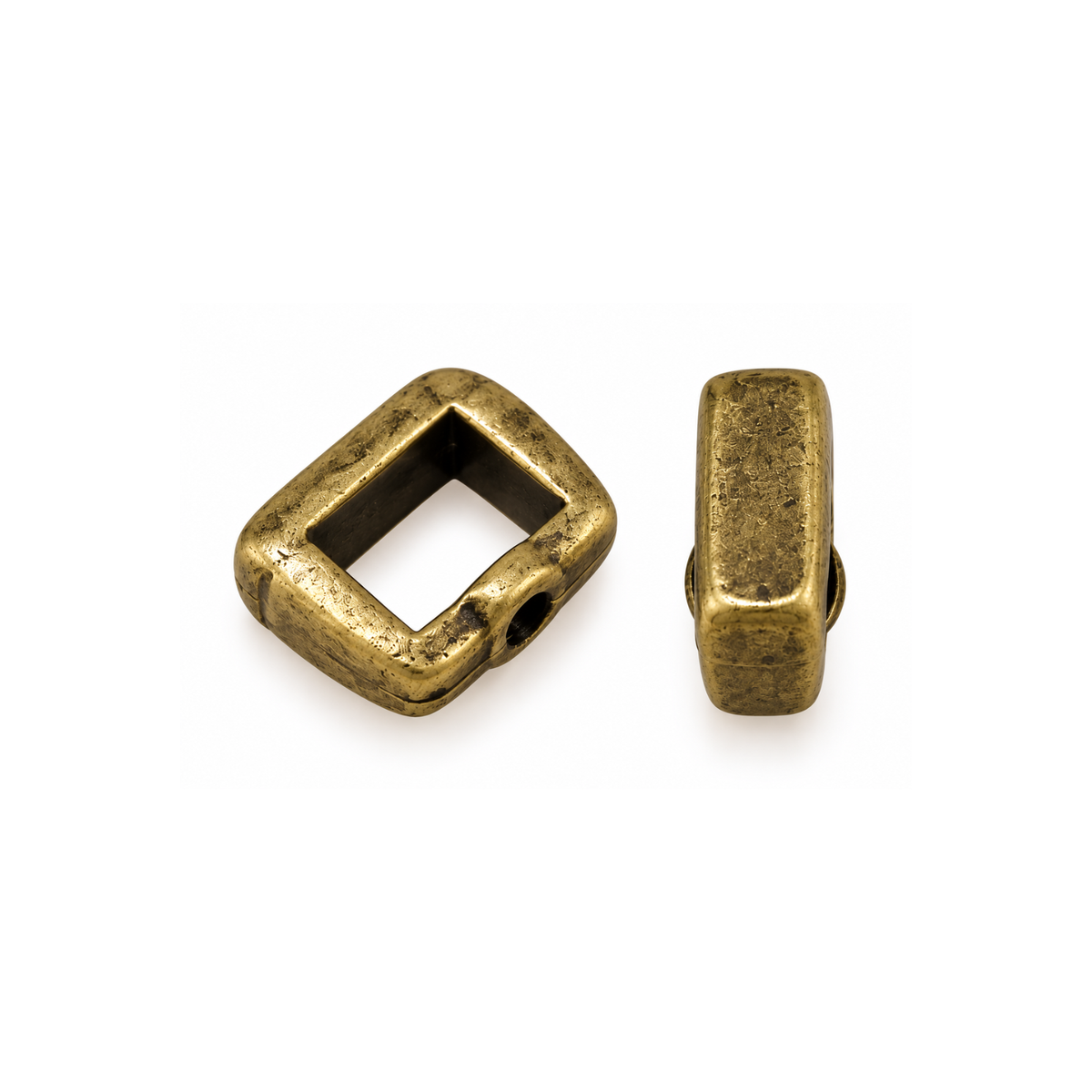 5mm Crimp Bar Slider for flat leather or cork in Antique Brass with crimpable back