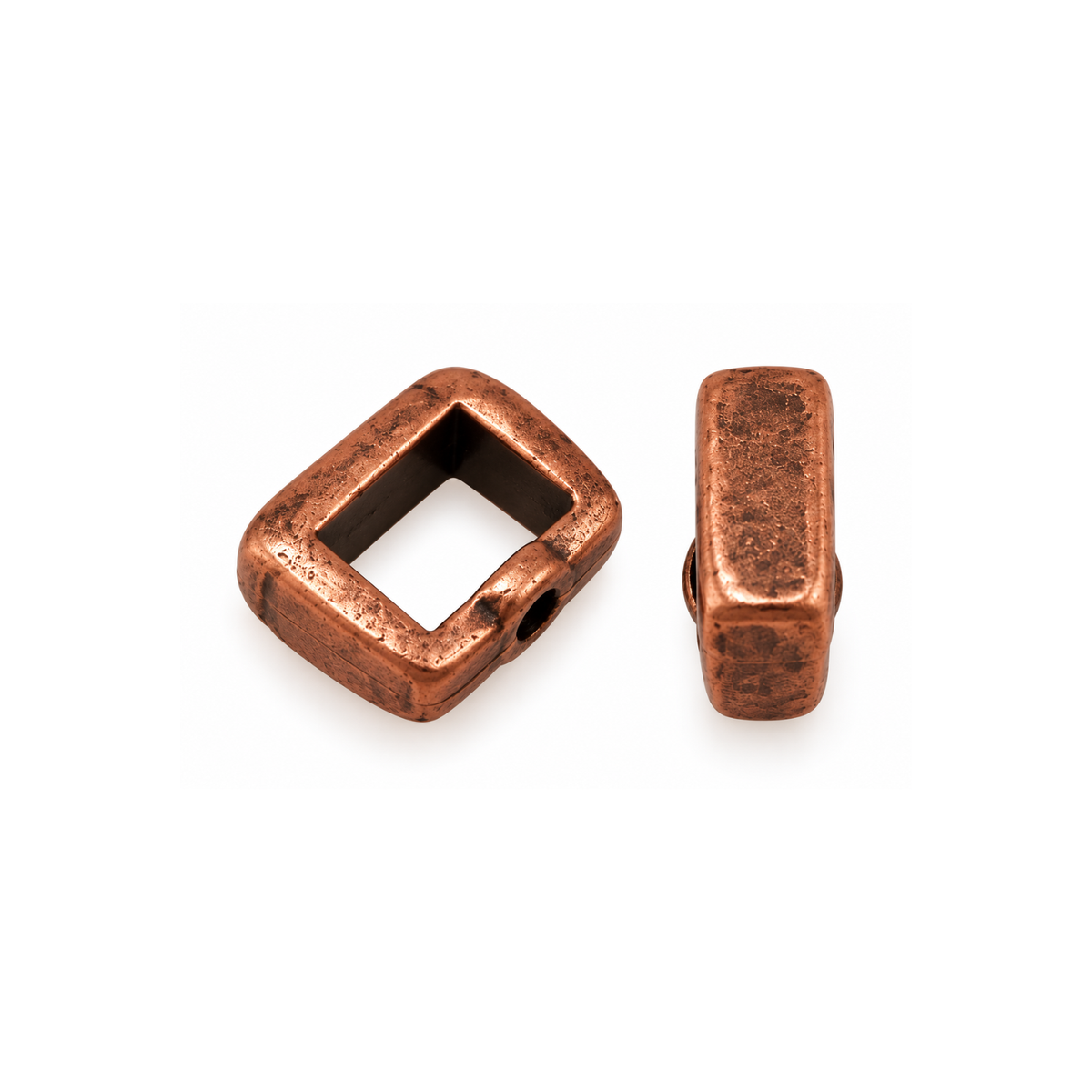 5mm Crimp Bar Slider for flat leather or cork in Antique Copper with crimpable back
