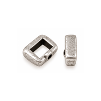 5mm Crimp Bar Slider for flat leather or cork in Antique Silver with crimpable back