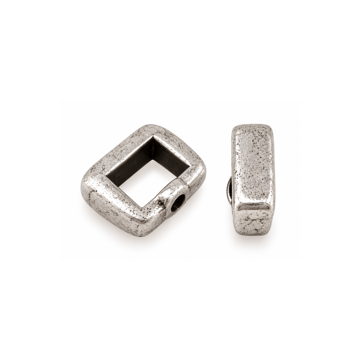 5mm Crimp Bar Slider for flat leather or cork in Antique Silver with crimpable back