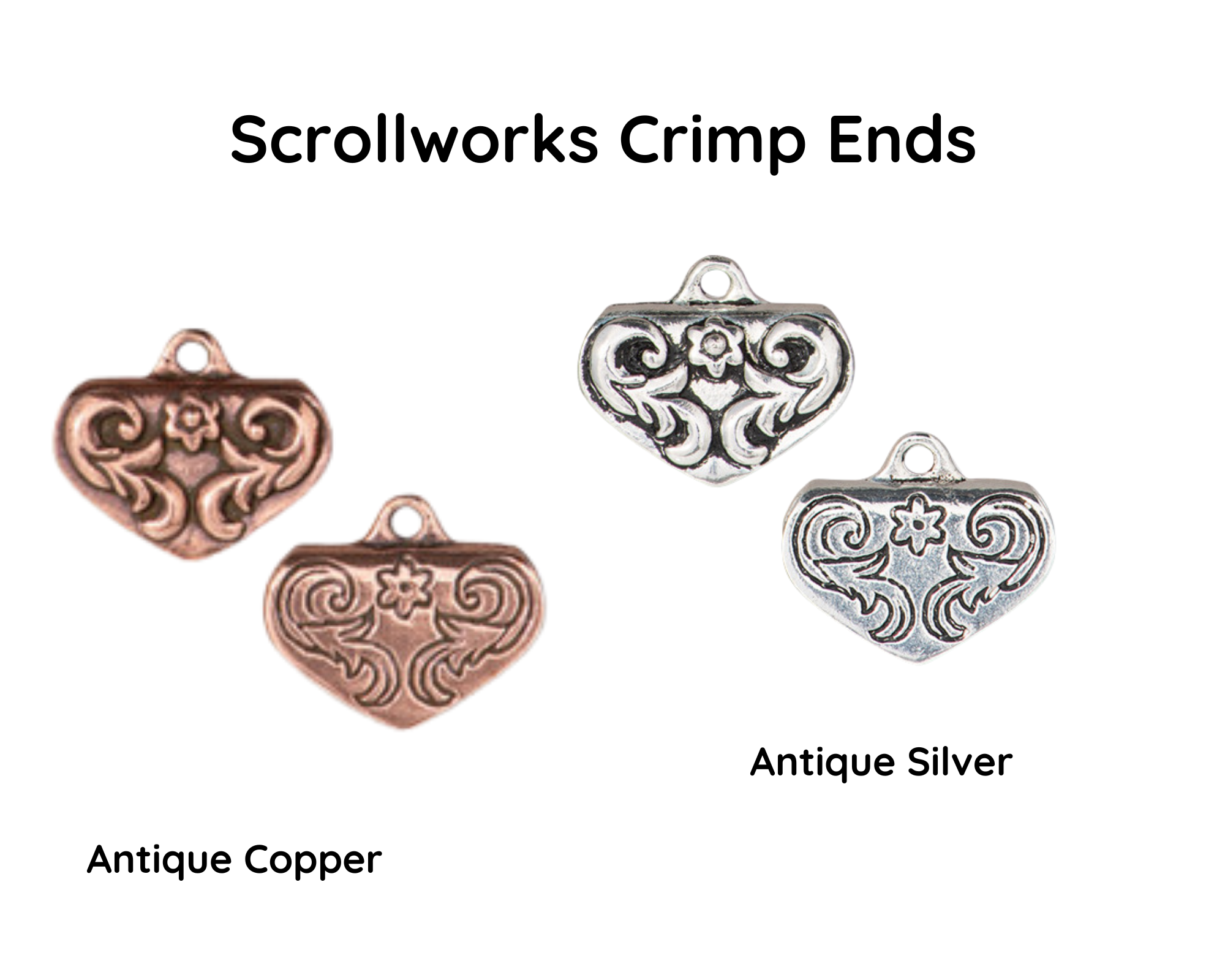 Tierracast Scrollworks Crimp Ends, for Ribbon, Cord or Leather
