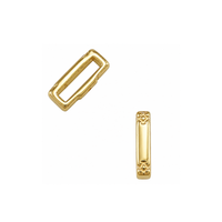 24K Gold Plate Cross Hatch 10mm crimpable flat leather slider shown from front and side views