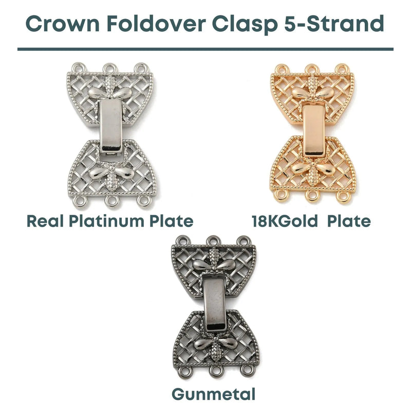Crown Foldover Clasp 5-Strand, 1 Piece - The Argus Collection