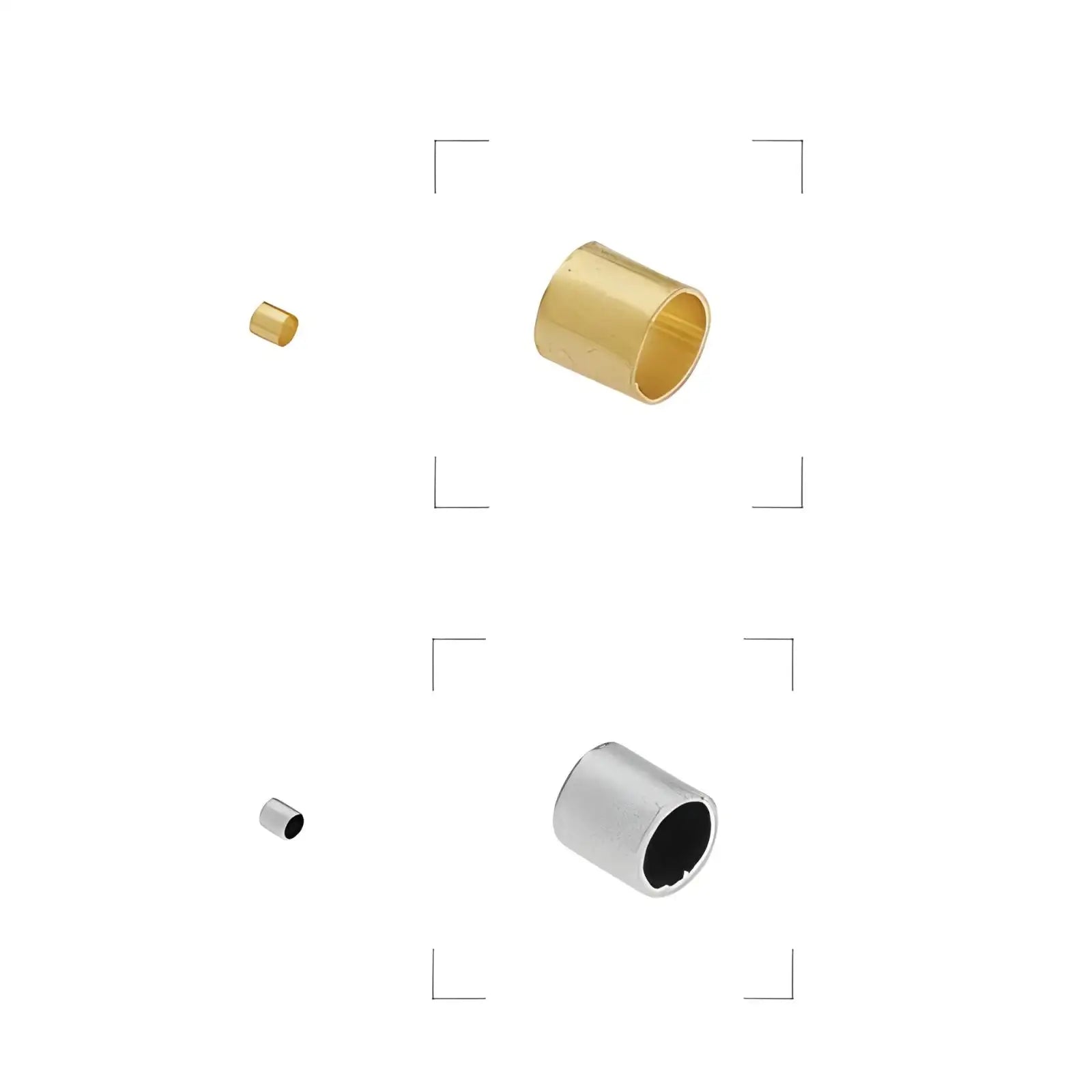 Cylinder Brass Crimp Bead or End Cap - Cylinder Brass Crimp Bead or End Cap - 24K Gold Plated , The Argus Collection