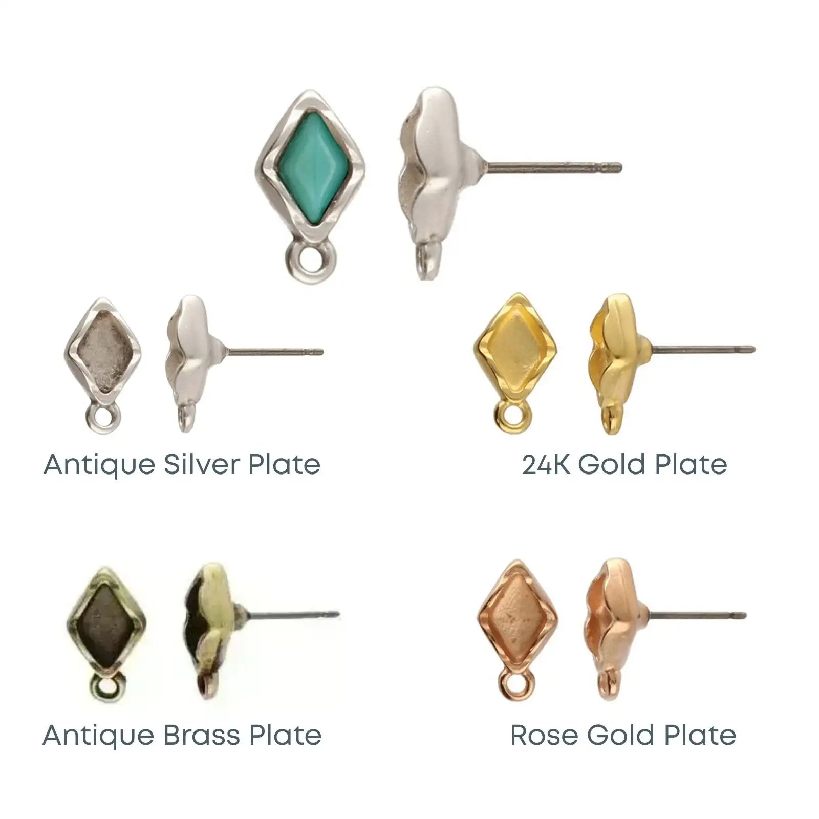 Cymbal Fyriplaka Gemduo Bead Earring Setting, 1 Pair