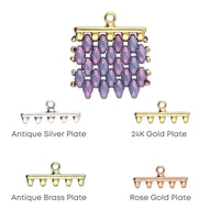 Jewelry clasp with color options labeled on a white background