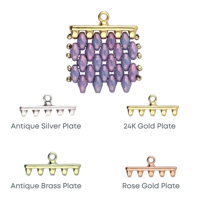 Jewelry clasp with color options labeled on a white background