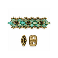 Cymbal Varidi SuperDuo bead substitute in Antique Brass Plate with beadwork example