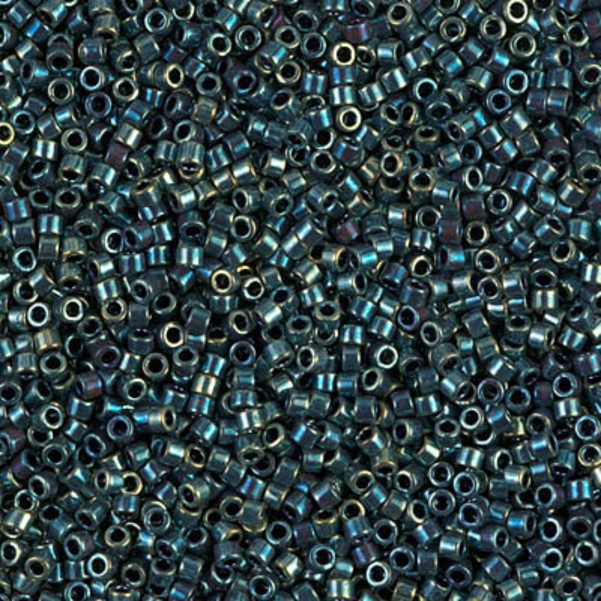 Miyuki 11/0 Delica Beads, DB1006, Metallic Blue-Green/Gold Iris, 5g