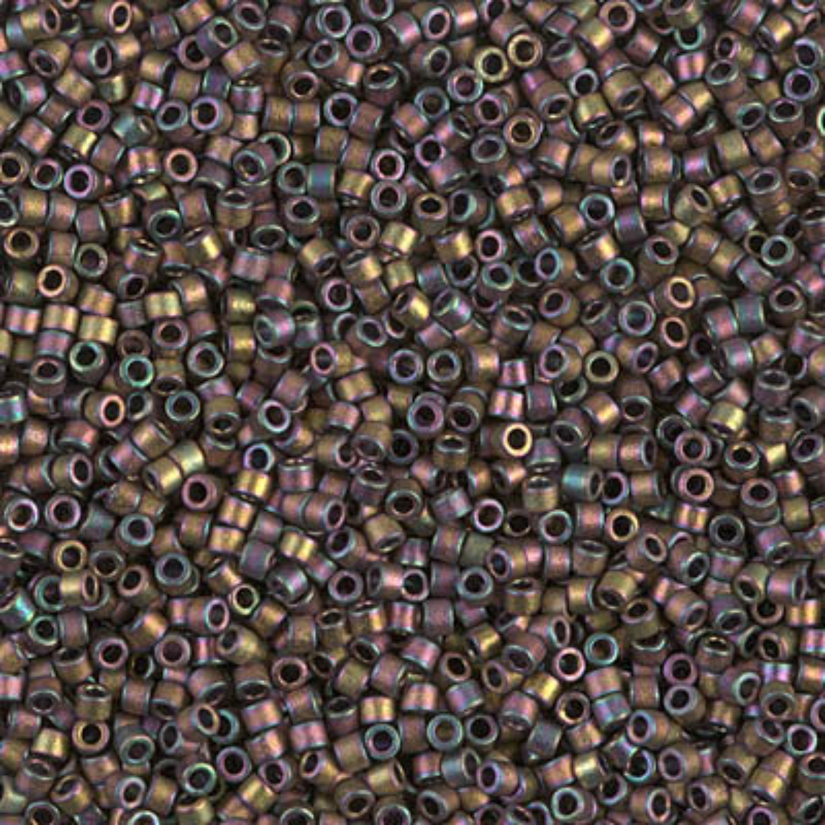 Miyuki 11/0 Delica Beads, DB1055, Metallic Matte Red-Green/Gold Iris, 5g