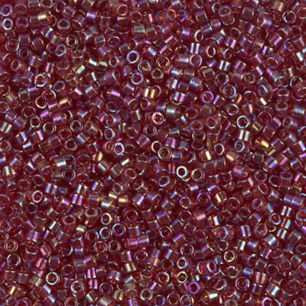Miyuki 11/0 Delica Beads, DB1242, Transparent Dark Cranberry AB, 5g