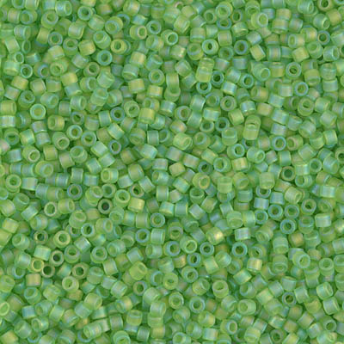 Miyuki 11/0 Delica Beads, DB1281, Transparent Matte Lime AB, 5g