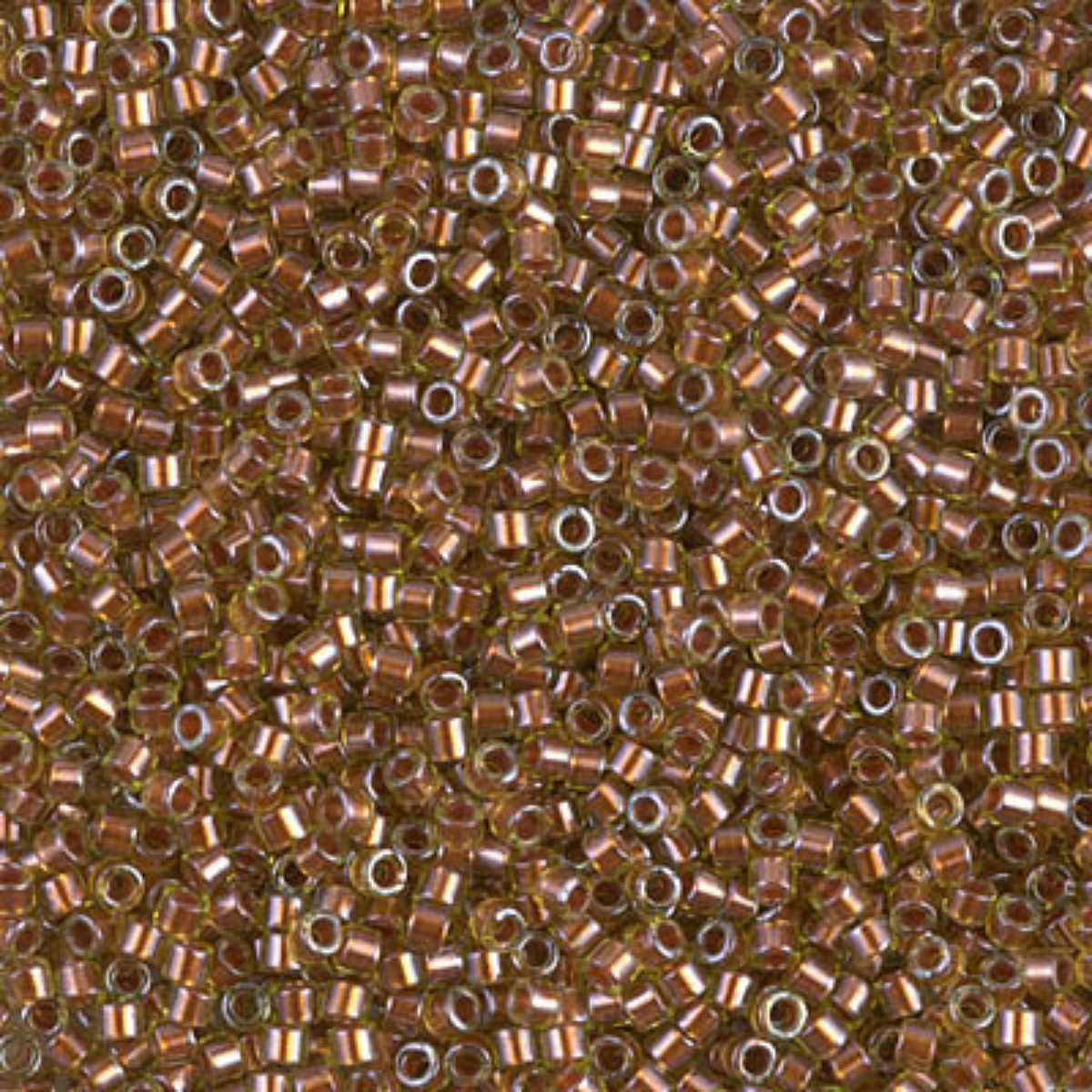 Miyuki 11/0 Delica Beads, DB1703, Copper Pearl Line Chartreuse, 5g