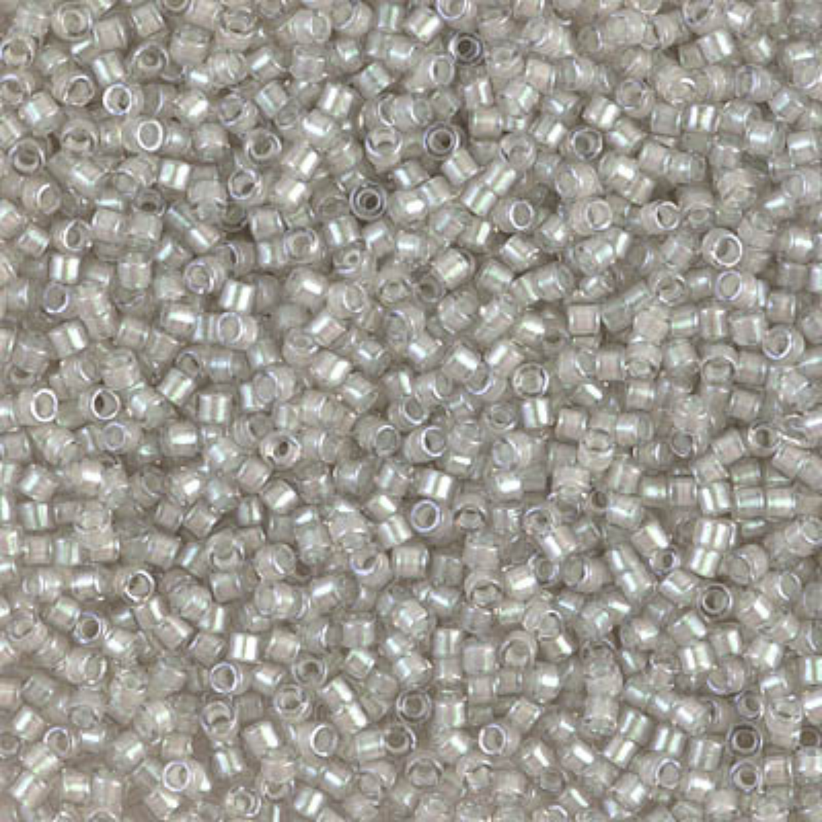 Miyuki 11/0 Delica Beads, DB1711, Pearl Line Grey Mist AB, 5g