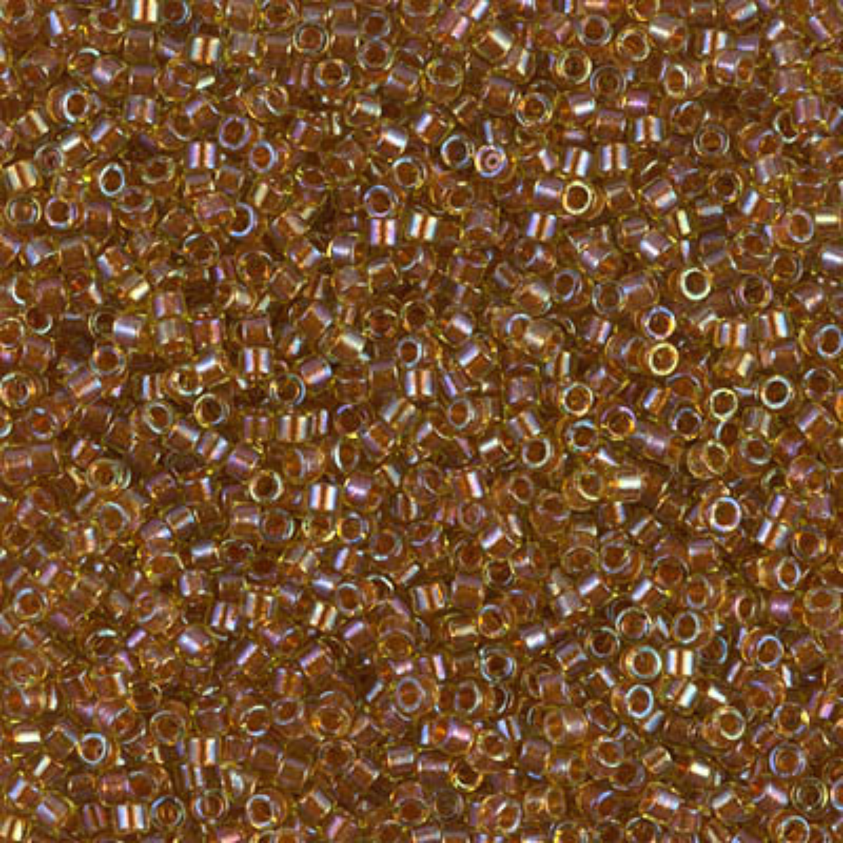 Miyuki 11/0 Delica Beads, DB1735, Dark Topaz Lined Chartreuse AB, 5g