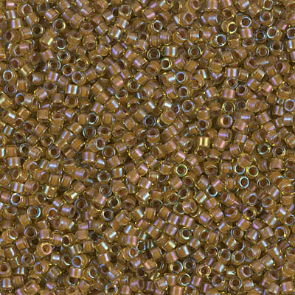 Miyuki 11/0 Delica Beads, DB1738, Cocoa Lined Chartreuse AB, 5g