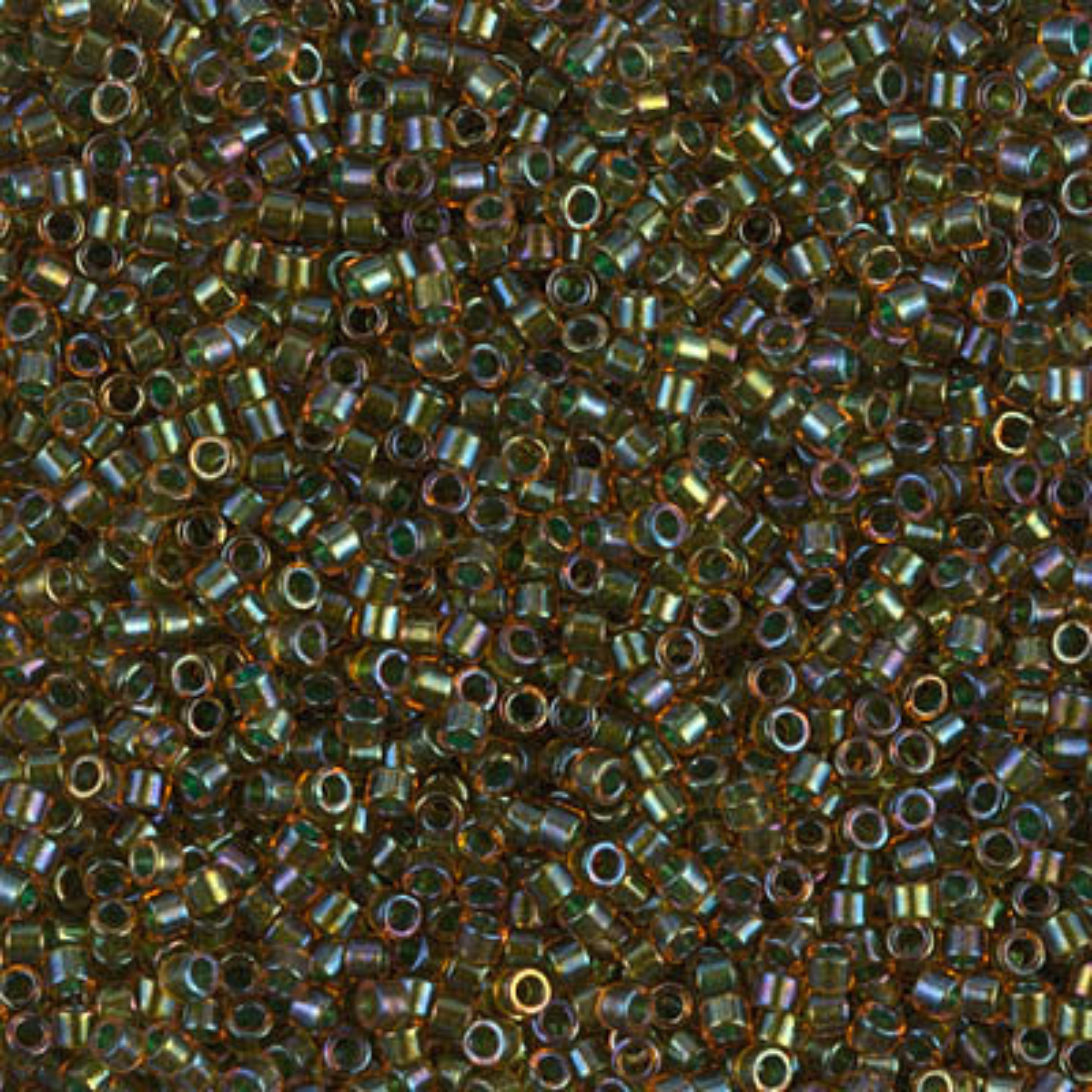 Miyuki 11/0 Delica Beads, DB1741, Olive Lined Orange AB, 5g