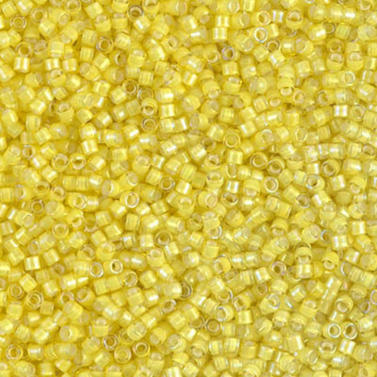 Miyuki 11/0 Delica Beads, DB1776, White Lined Yellow AB, 5g