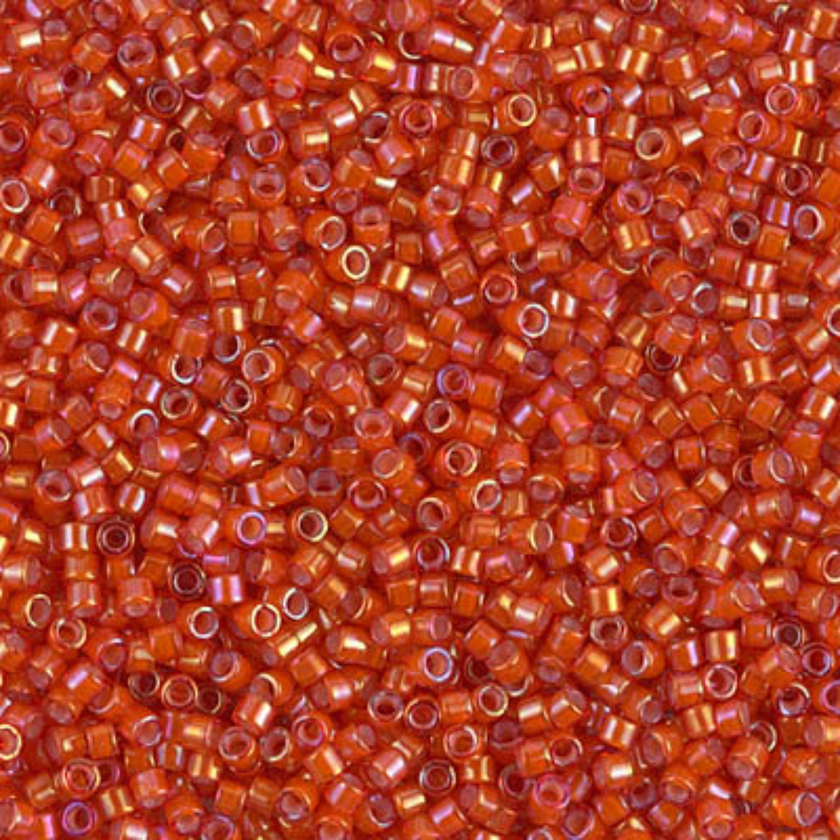 Miyuki 11/0 Delica Beads, DB1780, White Lined Flame Red AB, 5g