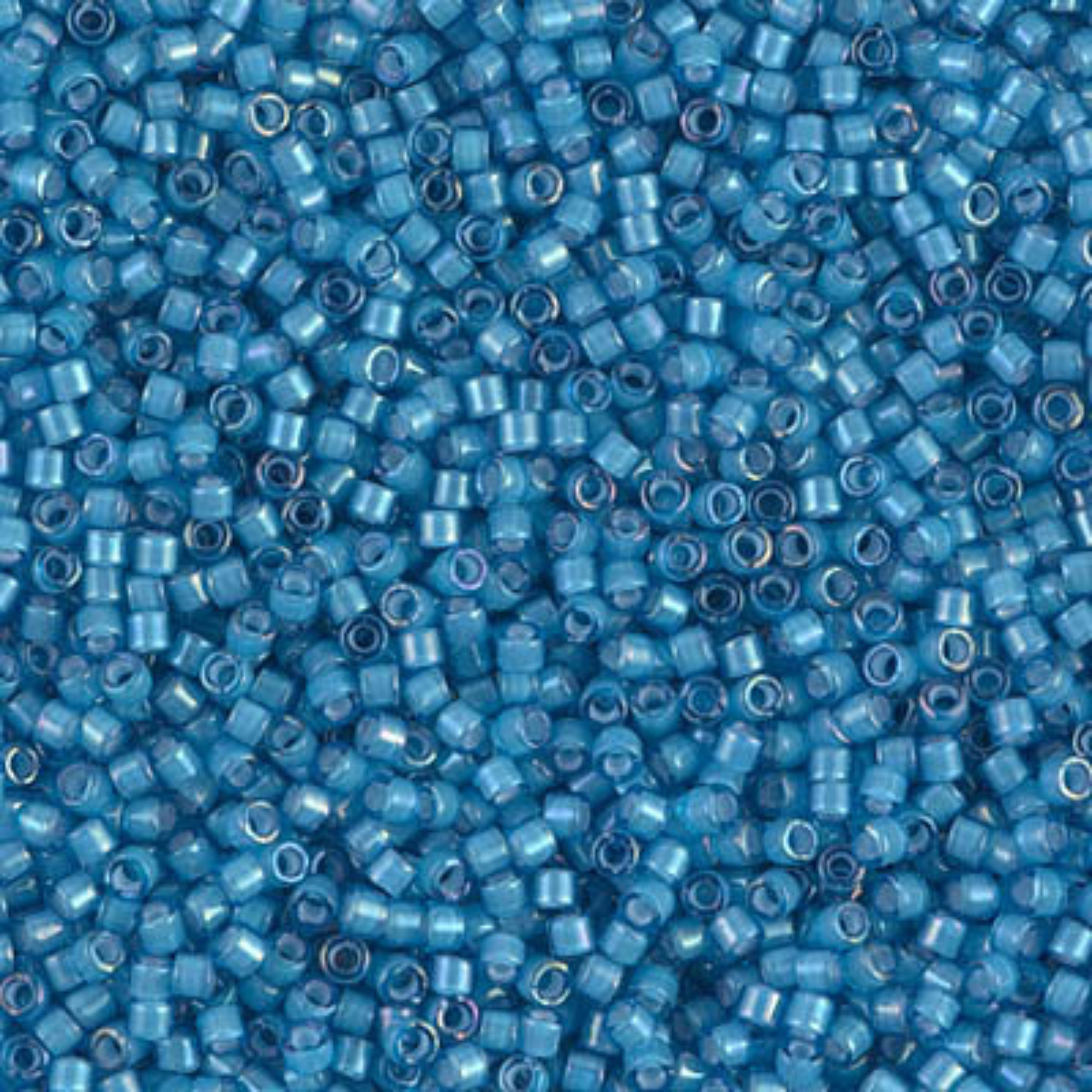 Miyuki 11/0 Delica Beads, DB1783, White Lined Capri Blue AB, 5g