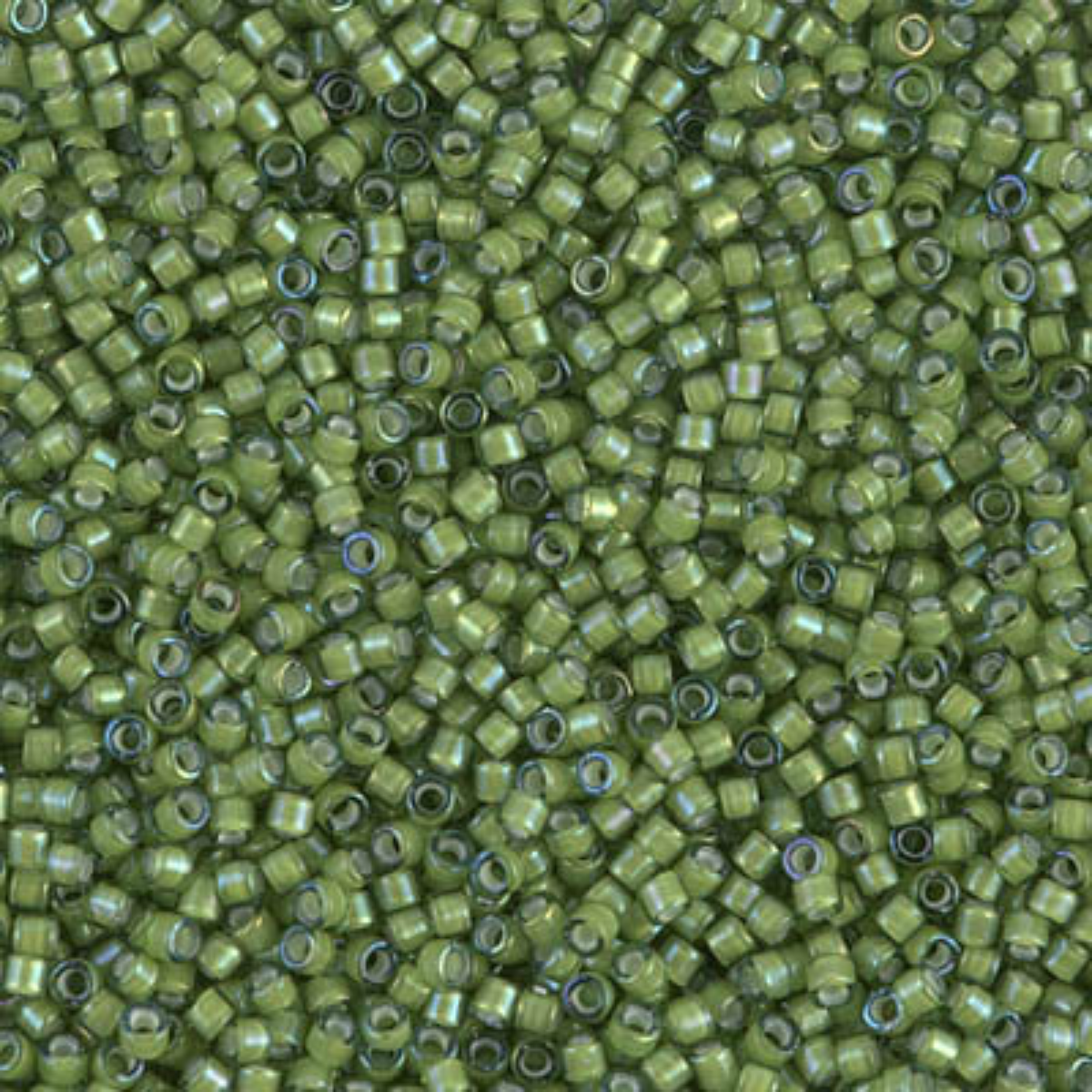 Miyuki 11/0 Delica Beads, DB1786, White Lined Light Green AB, 5g