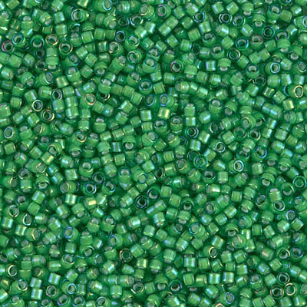 Miyuki 11/0 Delica Beads, DB1787, White Lined Green AB, 5g