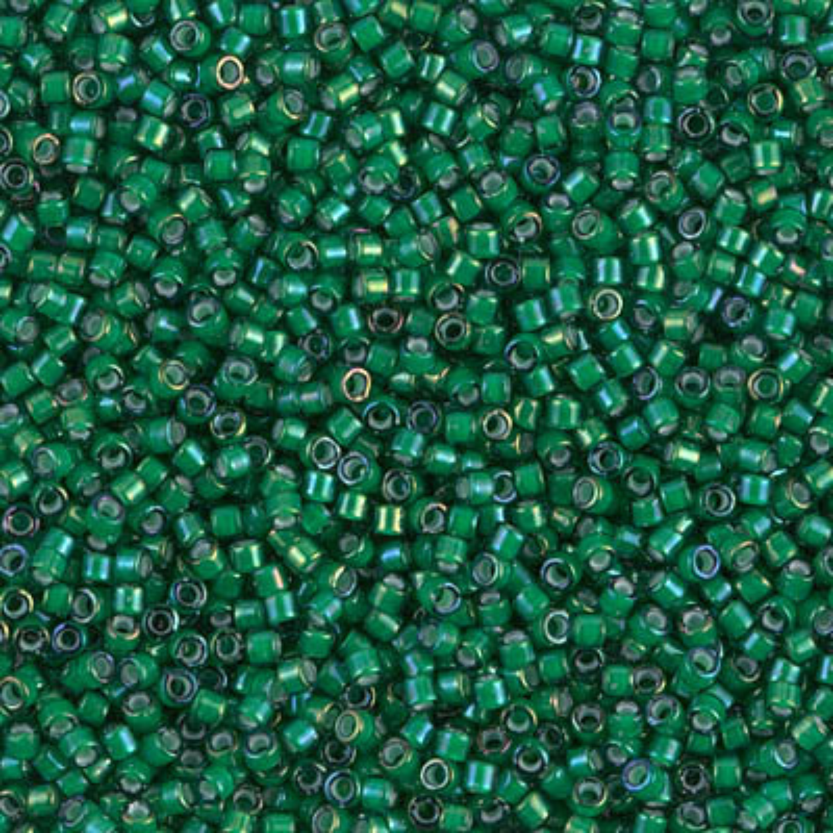 Miyuki 11/0 Delica Beads, DB1788, White Lined Emerald AB, 5g