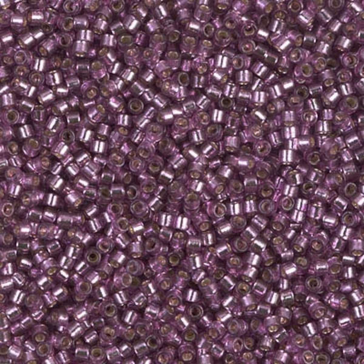 Miyuki 11/0 Delica Beads, DB2169, Duracoat Silver Lined Lilac, 5g