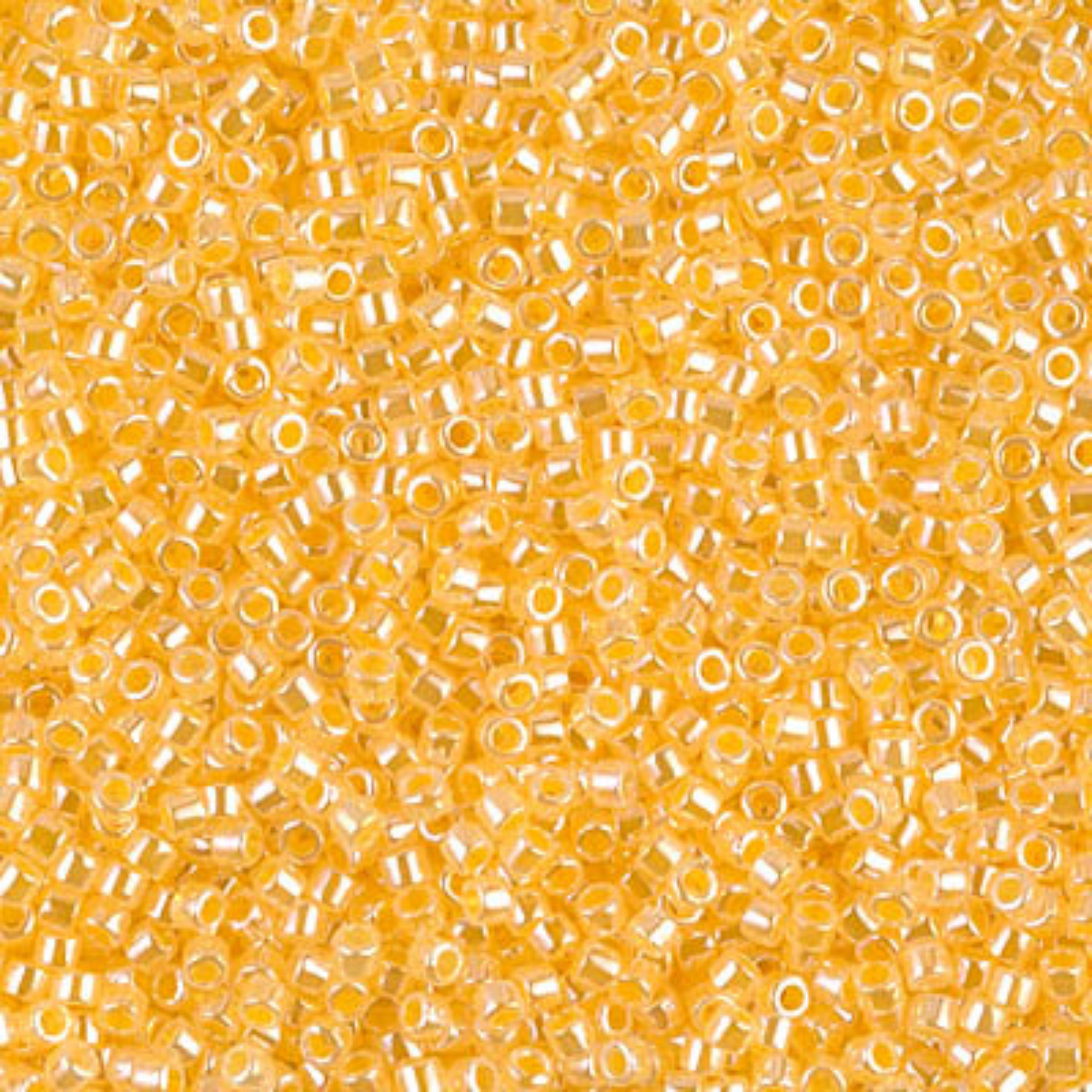 Miyuki 11/0 Delica Beads, DB0233, Lined Crystal/Yellow Luster, 5g