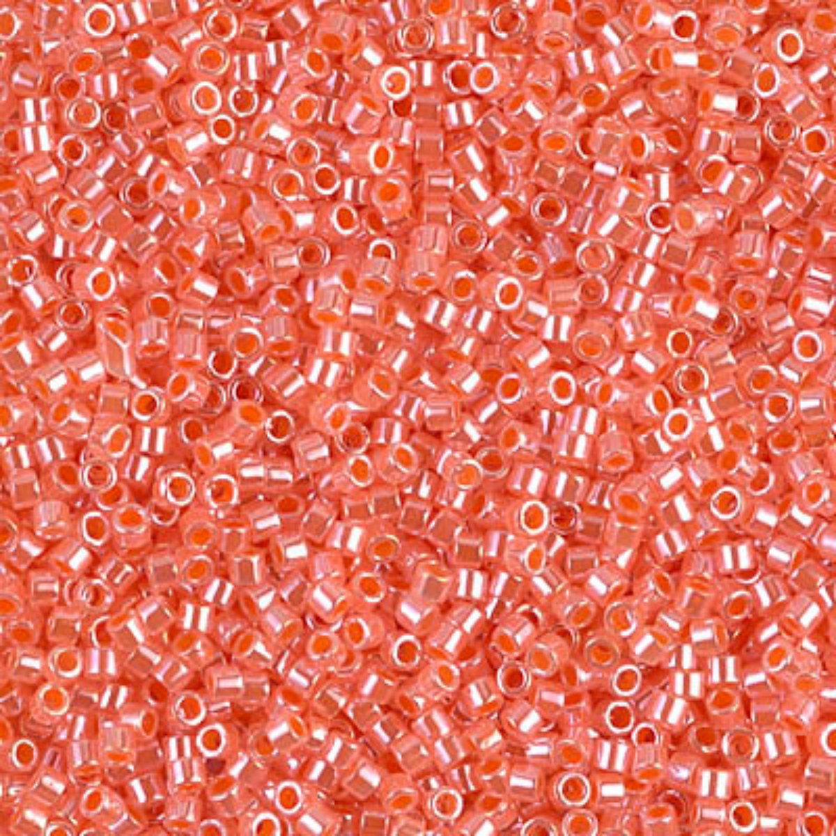 Miyuki 11/0 Delica Beads, DB0235, Lined Crystal/Salmon Luster, 5g