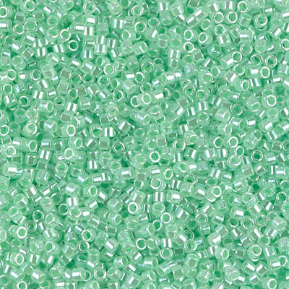 Miyuki 11/0 Delica Beads, DB0237, Lined Crystal/Light Green Luster, 5g