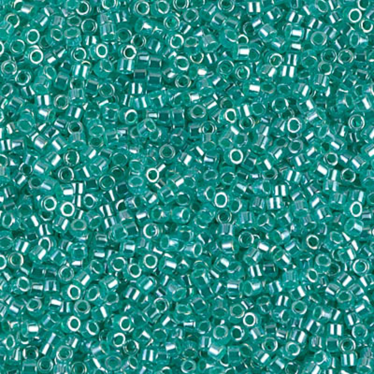 Miyuki 11/0 Delica Beads, DB0238, Lined Crystal/Green Aqua Luster, 5g