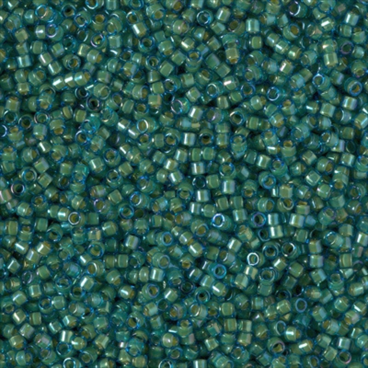 Miyuki 11/0 Delica Beads, DB2381, Fancy Lined Aqua Green, 5g