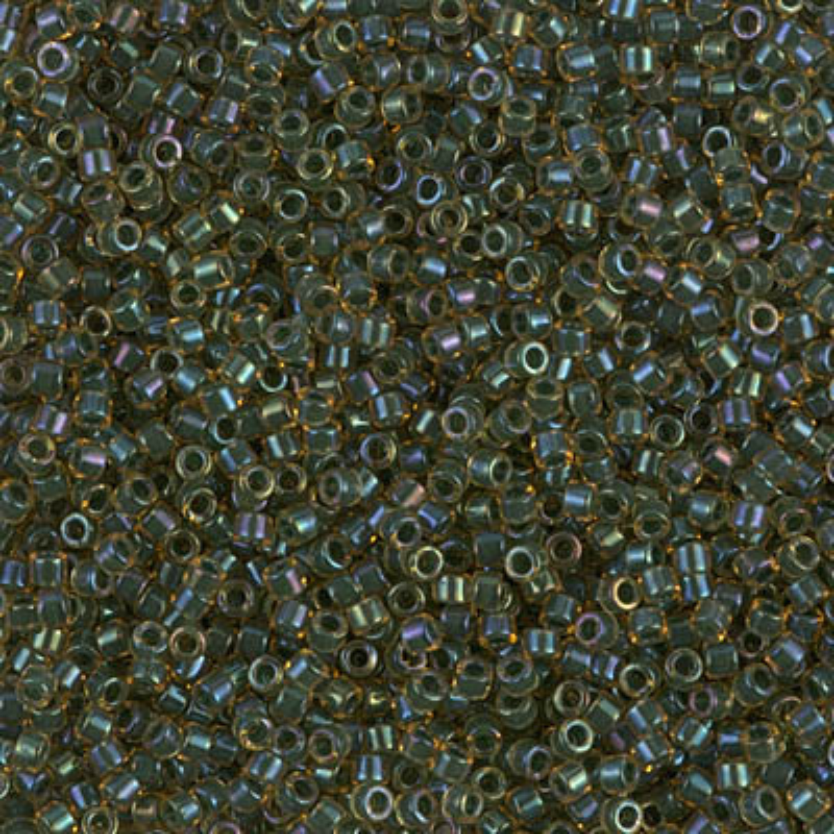 Miyuki 11/0 Delica Beads, DB0273, Lined Topaz/Forest AB, 5g
