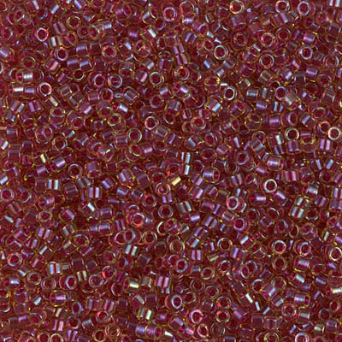 Miyuki 11/0 Delica Beads, DB0282, Lined Light Topaz/Vermillion, 5g
