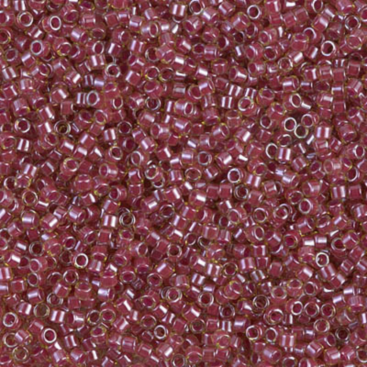 Miyuki 11/0 Delica Beads, DB0283, Lined Peridot/Cranberry, 5g