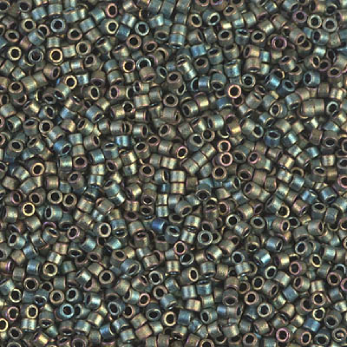 Miyuki 11/0 Delica Beads, DB0324, Metallic Matte Green Iris, 5g