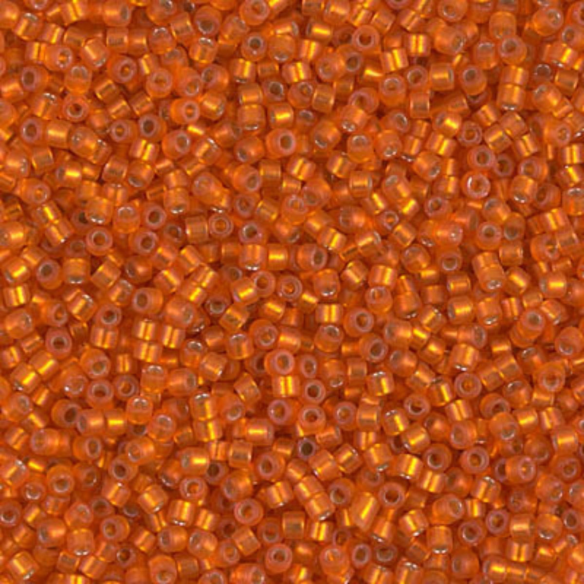 Miyuki 11/0 Delica Beads, DB0682, Semi-Matte Silver Lined Orange, 5g