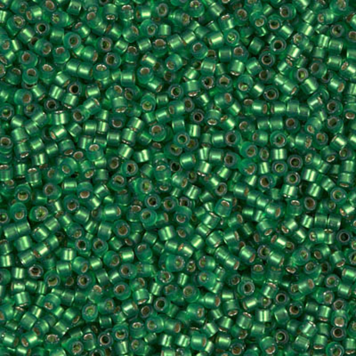 Miyuki 11/0 Delica Beads, DB0688, Semi-Matte Silver Lined Medium Green, 5g