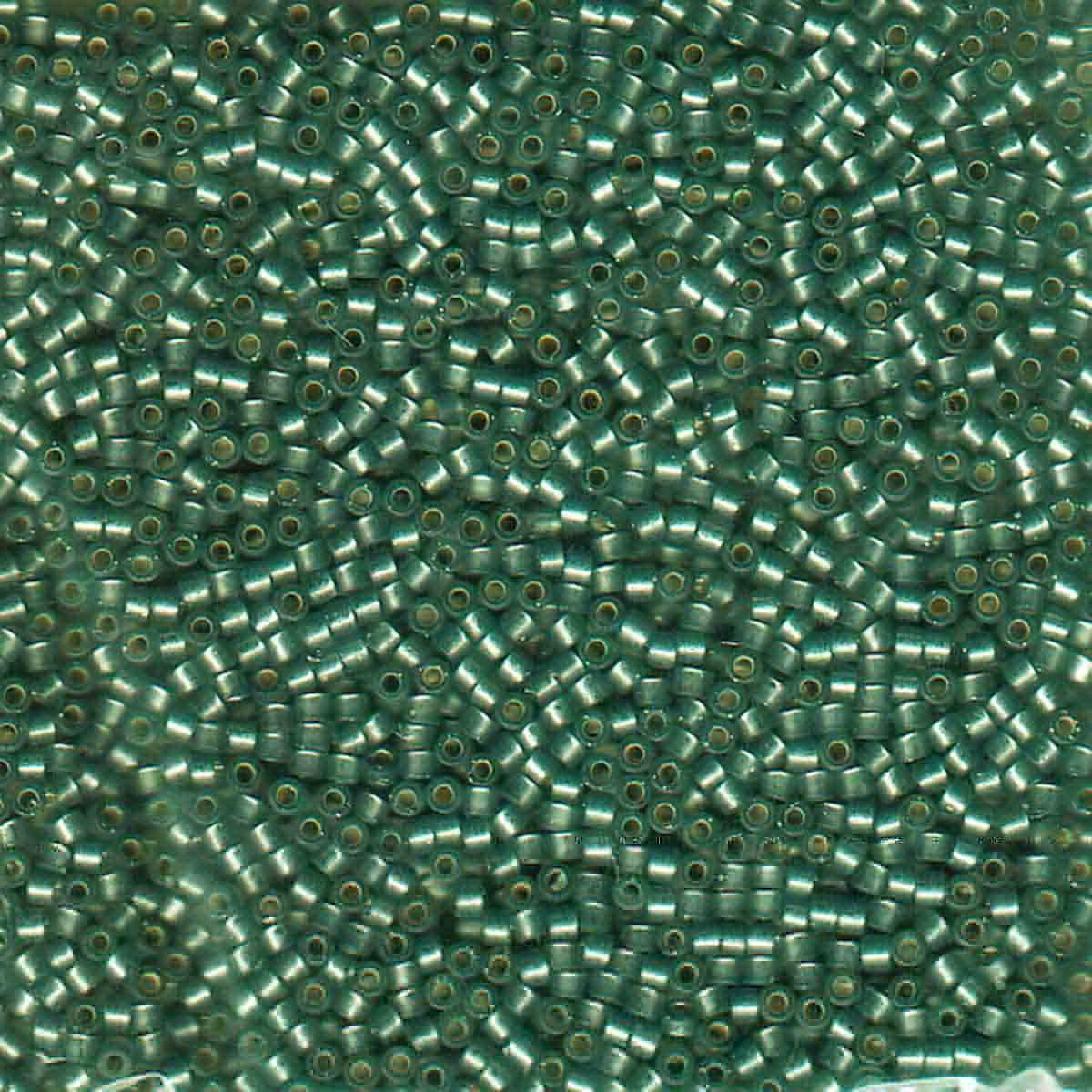 Miyuki 11/0 Delica Beads, DB0689, Semi-Matte Silver Lined Light Grey/Green, 5g