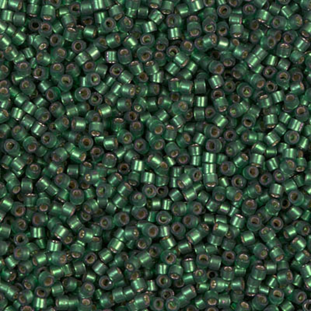 Miyuki 11/0 Delica Beads, DB0690, Semi-Matte Silver Lined Dark Grey/Green, 5g